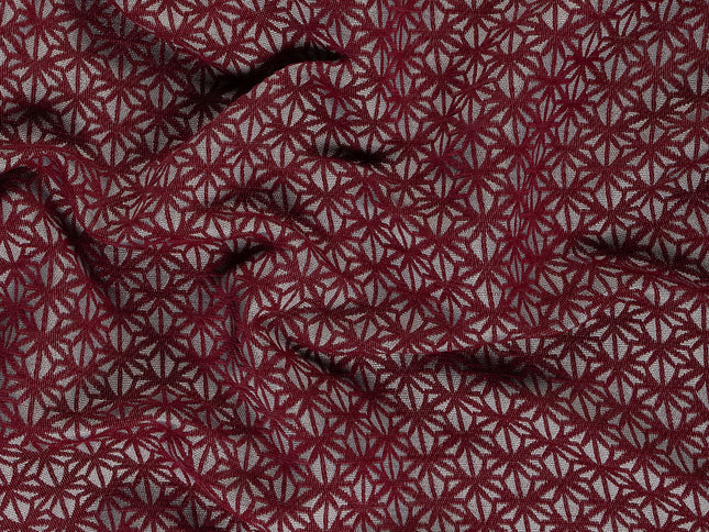 Wine colour geometric floral pattern velvet flock Easy Clean sofa, chair and curtain fabrics (Dual side)