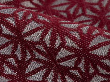 Wine colour geometric floral pattern velvet flock readymade curtain