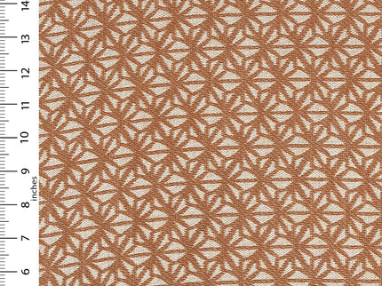 Rust colour geometric floral pattern velvet flock Easy Clean sofa, chair and curtain fabrics (Dual side)