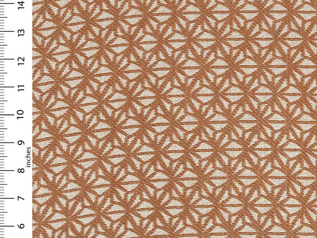 Rust colour geometric floral pattern velvet flock Easy Clean sofa, chair and curtain fabrics (Dual side)