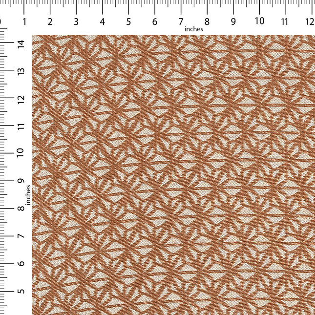 Rust colour geometric floral pattern velvet flock Easy Clean sofa, chair and curtain fabrics (Dual side)