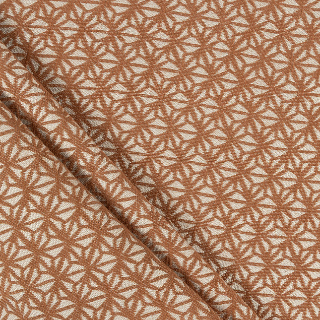 Rust colour geometric floral pattern velvet flock Easy Clean sofa, chair and curtain fabrics (Dual side)