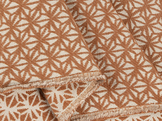 Rust colour geometric floral pattern velvet flock Easy Clean sofa, chair and curtain fabrics (Dual side)