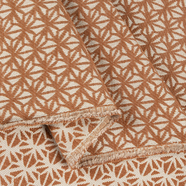 Rust colour geometric floral pattern velvet flock Easy Clean sofa, chair and curtain fabrics (Dual side)