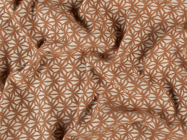 Rust colour geometric floral pattern velvet flock Easy Clean sofa, chair and curtain fabrics (Dual side)