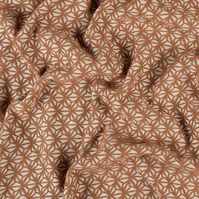 Rust colour geometric floral pattern velvet flock Easy Clean sofa, chair and curtain fabrics (Dual side)