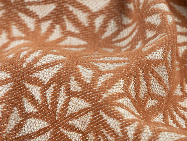 Rust colour geometric floral pattern velvet flock Easy Clean sofa, chair and curtain fabrics (Dual side)