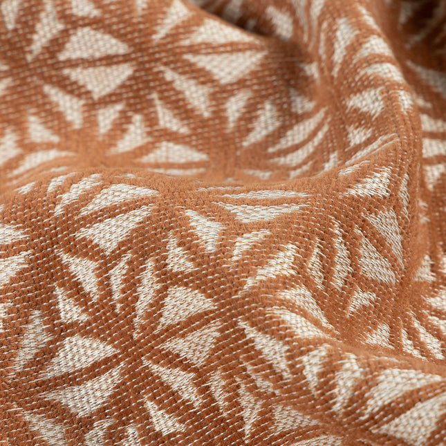Rust colour geometric floral pattern velvet flock Easy Clean sofa, chair and curtain fabrics (Dual side)