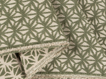 Olive green colour geometric floral pattern velvet flock Easy Clean sofa, chair and curtain fabrics (Dual side)