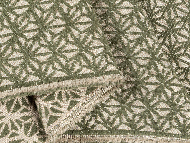 Olive green colour geometric floral pattern velvet flock Easy Clean sofa, chair and curtain fabrics (Dual side)