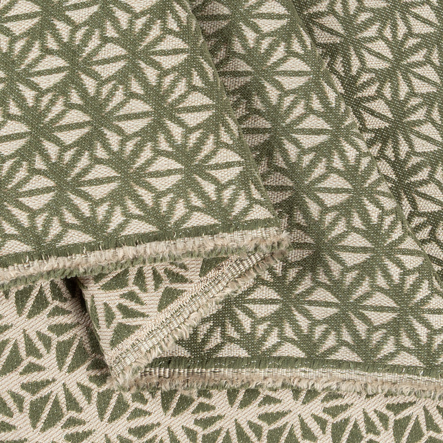 Olive green colour geometric floral pattern velvet flock Easy Clean sofa, chair and curtain fabrics (Dual side)