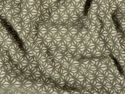 Olive green colour geometric floral pattern velvet flock readymade cushion cover