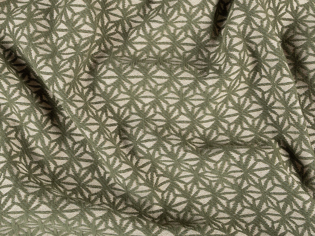 Olive green colour geometric floral pattern velvet flock Easy Clean sofa, chair and curtain fabrics (Dual side)