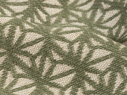 Olive green colour geometric floral pattern velvet flock readymade curtain