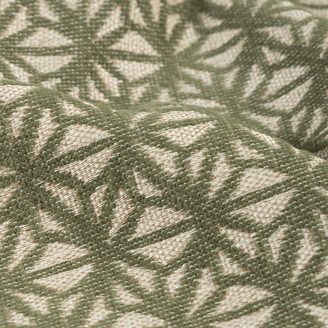 Olive green colour geometric floral pattern velvet flock Easy Clean sofa, chair and curtain fabrics (Dual side)