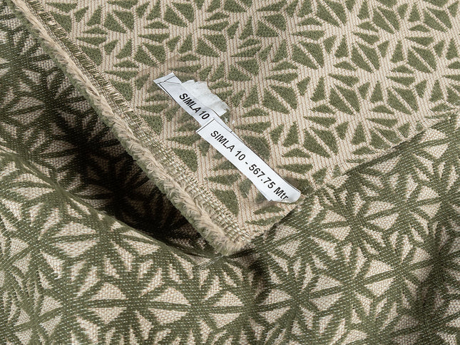 Olive green colour geometric floral pattern velvet flock Easy Clean sofa, chair and curtain fabrics (Dual side)