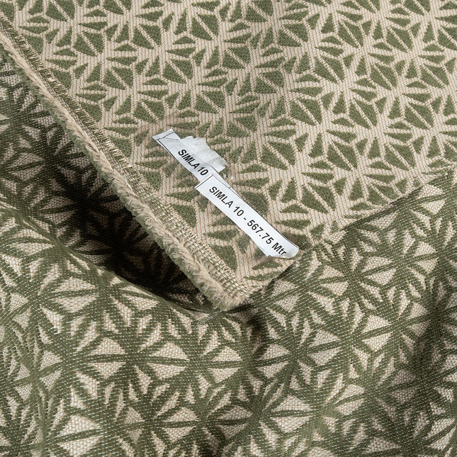 Olive green colour geometric floral pattern velvet flock Easy Clean sofa, chair and curtain fabrics (Dual side)