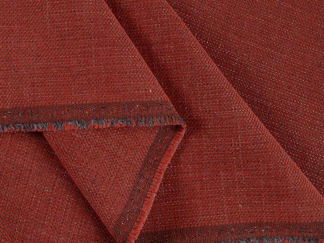 Rust red colour textured plain velvet flock Easy Clean sofa, chair and curtain fabrics (Dual side)