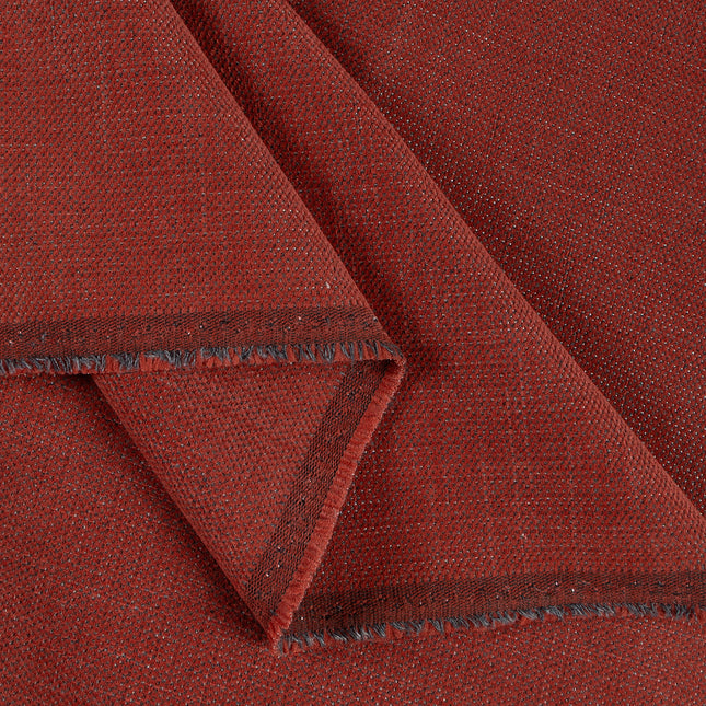 Rust red colour textured plain velvet flock Easy Clean sofa, chair and curtain fabrics (Dual side)