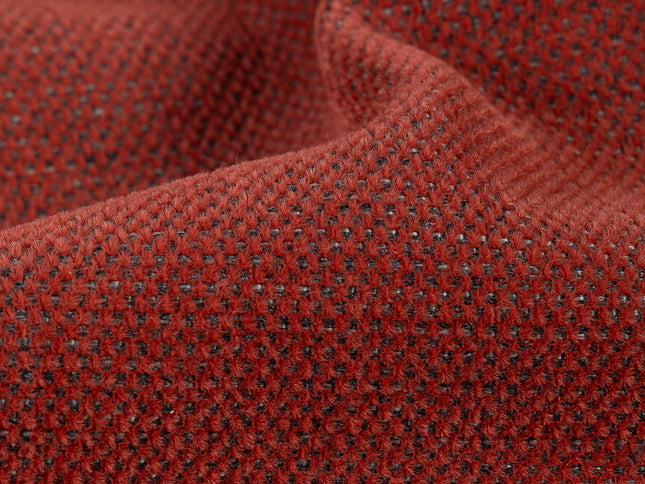 Rust red colour textured plain velvet flock Easy Clean sofa, chair and curtain fabrics (Dual side)