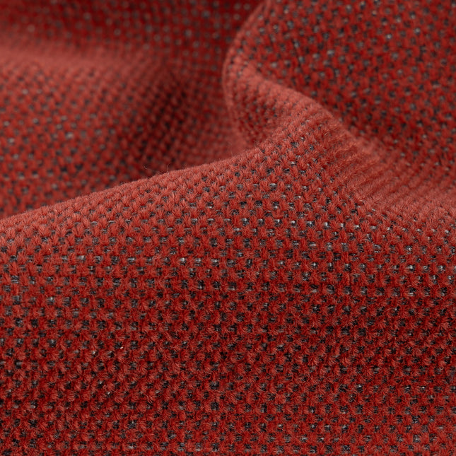 Rust red colour textured plain velvet flock Easy Clean sofa, chair and curtain fabrics (Dual side)