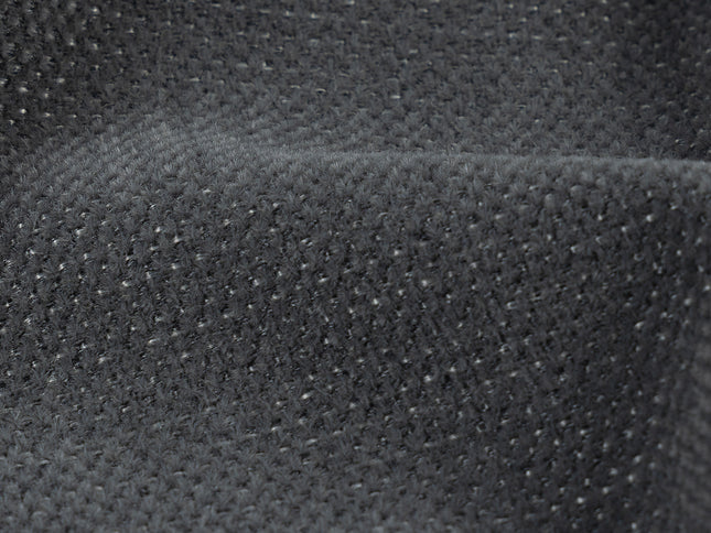Charcoal grey colour textured plain velvet flock Easy Clean sofa, chair and curtain fabrics (Dual side)