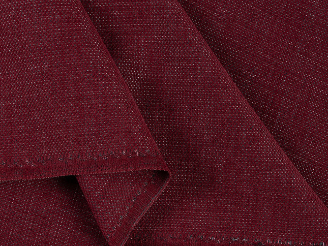 Wine colour textured plain velvet flock Easy Clean sofa, chair and curtain fabrics (Dual side)