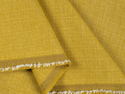 Mustard colour textured plain velvet flock Easy Clean sofa, chair and curtain fabrics (Dual side)