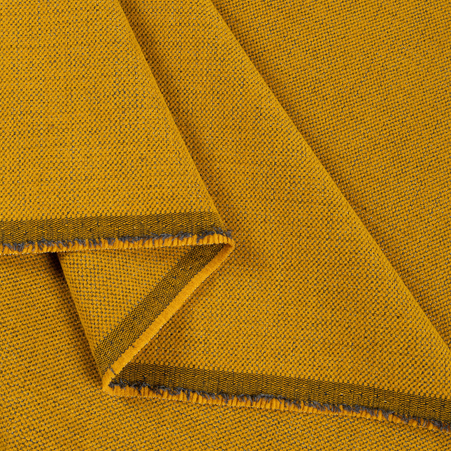 Mustard colour textured plain velvet flock Easy Clean sofa, chair and curtain fabrics (Dual side)