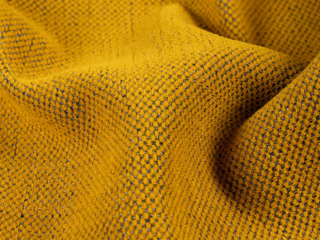 Mustard colour textured plain velvet flock Easy Clean sofa, chair and curtain fabrics (Dual side)