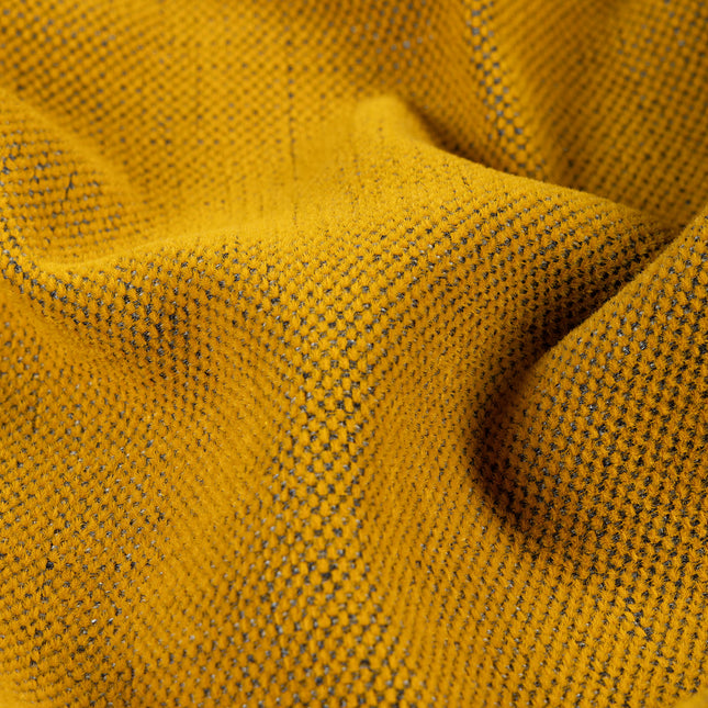 Mustard colour textured plain velvet flock Easy Clean sofa, chair and curtain fabrics (Dual side)