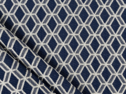 Navy blue colour geometric pattern velvet flock Easy Clean sofa, chair and curtain fabrics (Dual side)