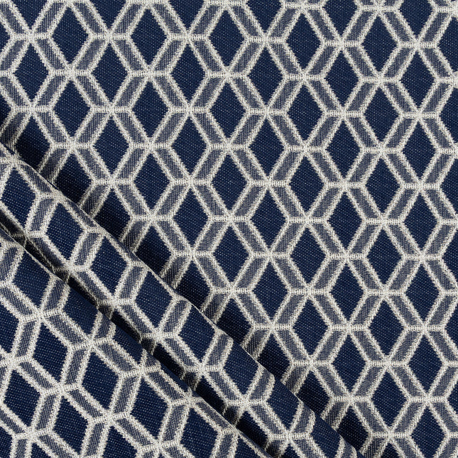 Navy blue colour geometric pattern velvet flock Easy Clean sofa, chair and curtain fabrics (Dual side)