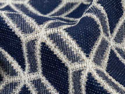 Navy blue colour geometric pattern velvet flock Easy Clean sofa, chair and curtain fabrics (Dual side)