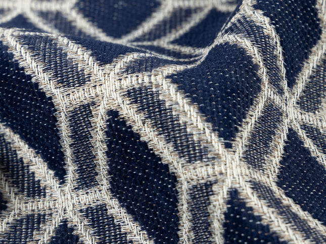 Navy blue colour geometric pattern velvet flock Easy Clean sofa, chair and curtain fabrics (Dual side)