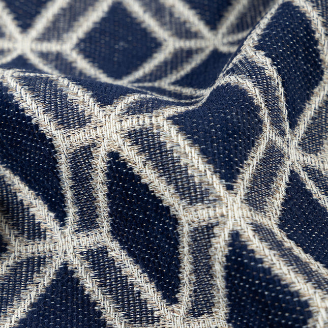 Navy blue colour geometric pattern velvet flock Easy Clean sofa, chair and curtain fabrics (Dual side)