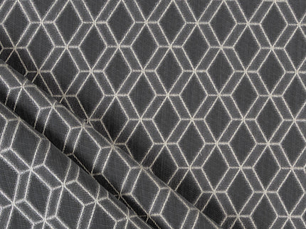 Charcoal colour geometric pattern velvet flock Easy Clean sofa, chair and curtain fabrics (Dual side)