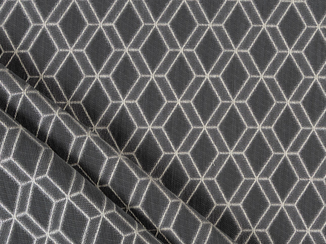 Charcoal colour geometric pattern velvet flock Easy Clean sofa, chair and curtain fabrics (Dual side)