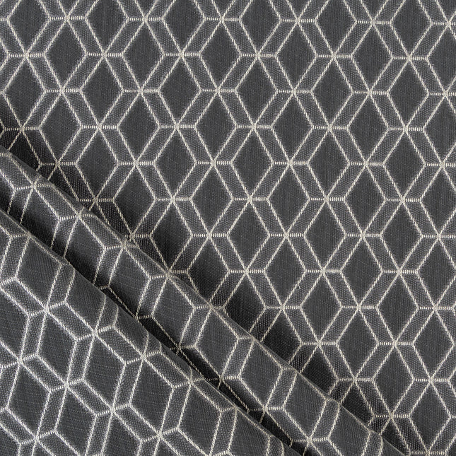 Charcoal colour geometric pattern velvet flock Easy Clean sofa, chair and curtain fabrics (Dual side)