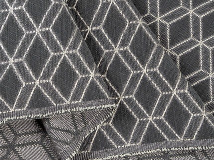Charcoal colour geometric pattern velvet flock Easy Clean sofa, chair and curtain fabrics (Dual side)