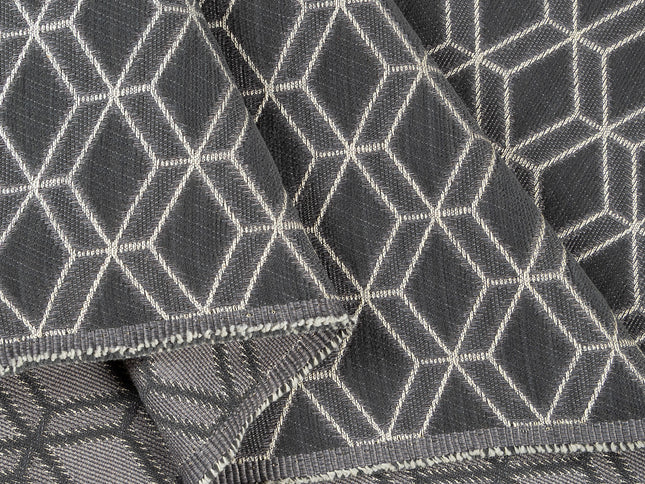 Charcoal colour geometric pattern velvet flock Easy Clean sofa, chair and curtain fabrics (Dual side)