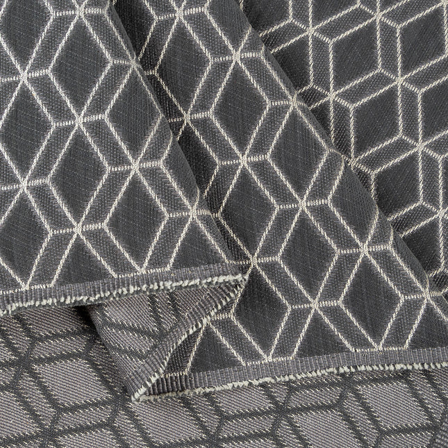 Charcoal colour geometric pattern velvet flock Easy Clean sofa, chair and curtain fabrics (Dual side)