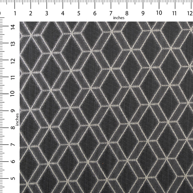 Charcoal colour geometric pattern velvet flock Easy Clean sofa, chair and curtain fabrics (Dual side)