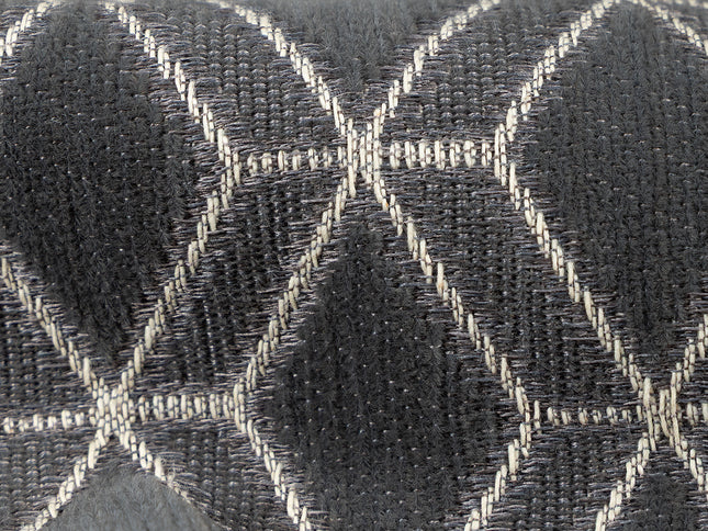 Charcoal colour geometric pattern velvet flock Easy Clean sofa, chair and curtain fabrics (Dual side)