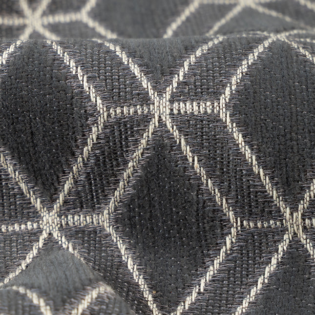 Charcoal colour geometric pattern velvet flock Easy Clean sofa, chair and curtain fabrics (Dual side)