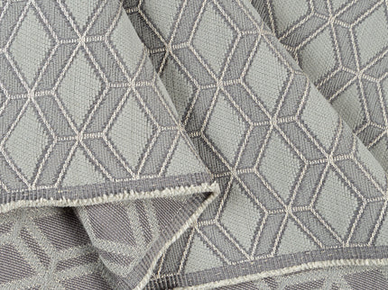 Dark Grey colour geometric pattern velvet flock Easy Clean sofa, chair and curtain fabrics (Dual side)