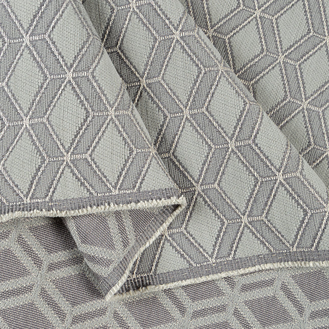 Dark Grey colour geometric pattern velvet flock Easy Clean sofa, chair and curtain fabrics (Dual side)