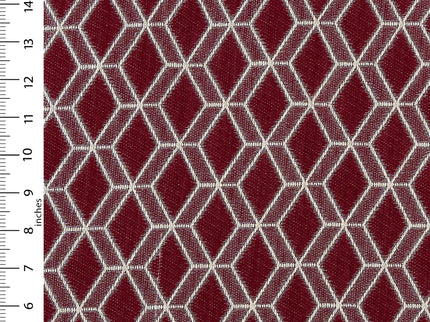 Wine colour geometric pattern velvet flock Easy Clean sofa, chair and curtain fabrics (Dual side)