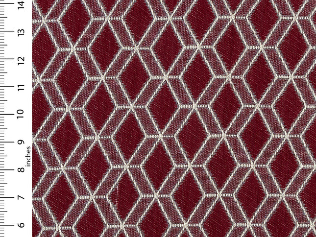 Wine colour geometric pattern velvet flock Easy Clean sofa, chair and curtain fabrics (Dual side)