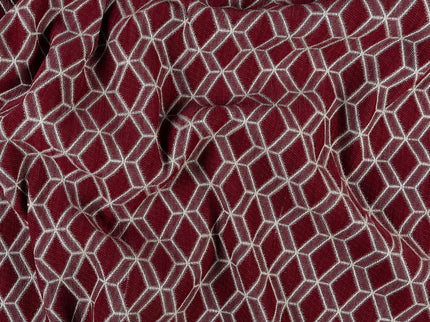Wine colour geometric pattern velvet flock readymade curtain